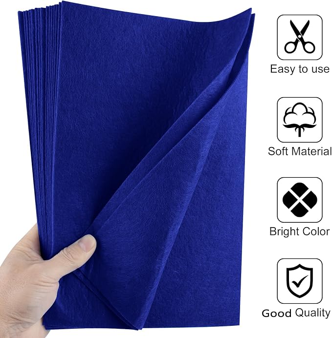 40 Pcs Deep Navy Blue Felt Fabric Sheet 8" x 12" Assorted Color Felt Fabric - Image 3