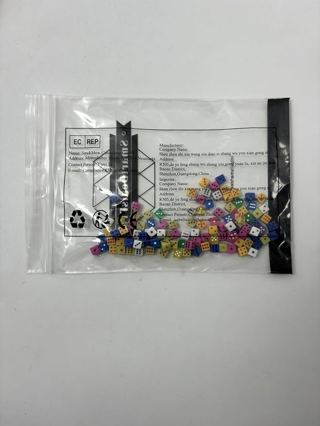 SmartDealsPro 100 Assorted 1/5" 5mm D6 Mini Dice Game Dot Square Dice Set - Image 2