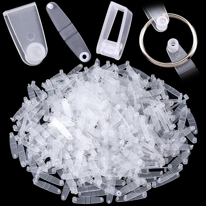 OIIKI 200Pcs Clear Acrylic Keychain Connector Snap Tabs, 0.32x1.4in | Plastic by OIIKI