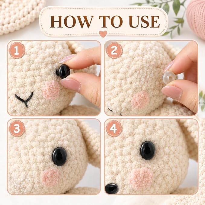 360Pcs Safety Eyes and Noses for Crocheting, 6 Sizes Craft Amigurumi Eye for - Image 3