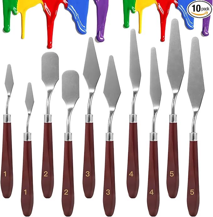 10PCS Palette Knife, Stainless Steel Painting Knife Set, Flexible Spatula by Cualork