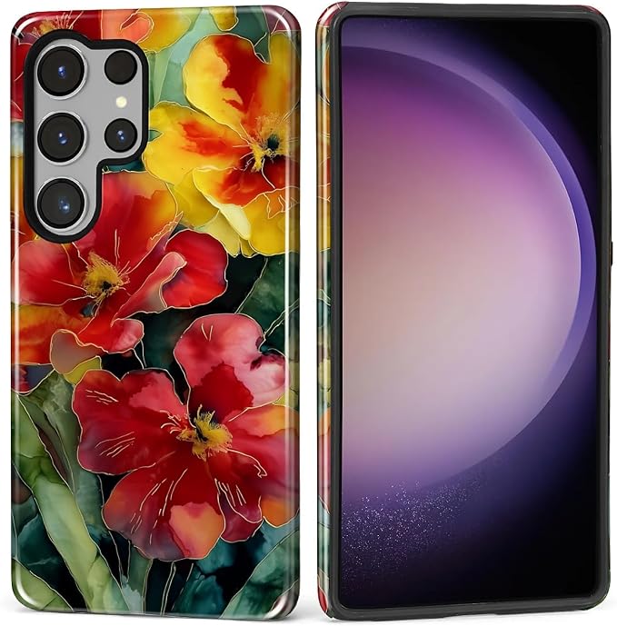 Case for Samsung Galaxy S26 Ultra Case, Vintage Floral Girly Design- Hybrid by Kapadiy