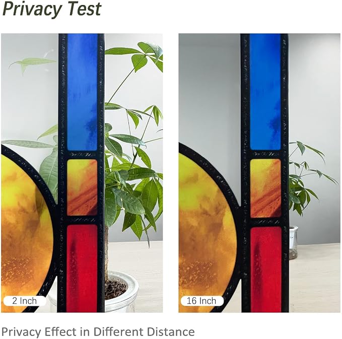 Original Hand Drawn Faux Stained Glass Window Film, Double-Sided Static Film - Image 3