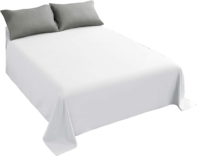 Sfoothome White Flat Sheet, Ultra Soft and Comfortable Microfiber Top Sheet by Sfoothome