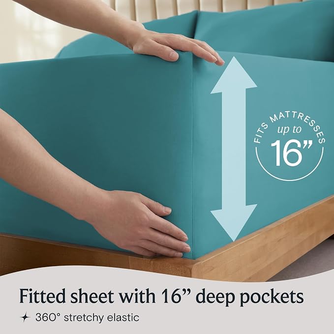 LuxClub 4 PC King Sheet Set, Deep Pockets Wrinkle Free Cooling Bed Sheets Hotel - Image 6