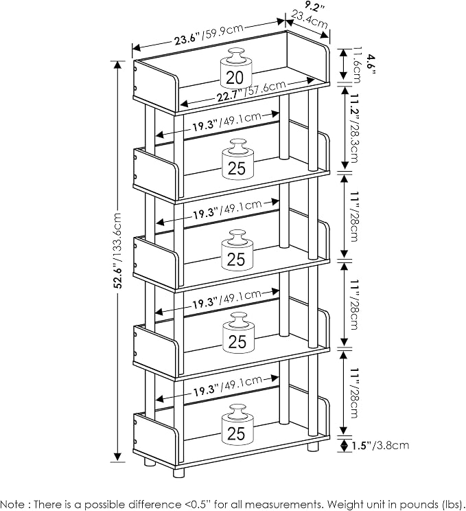 Furinno TURN-N-TUBE 4-Tier Display Shelf, Storage Shelves, Book Shelf, Open - Image 3