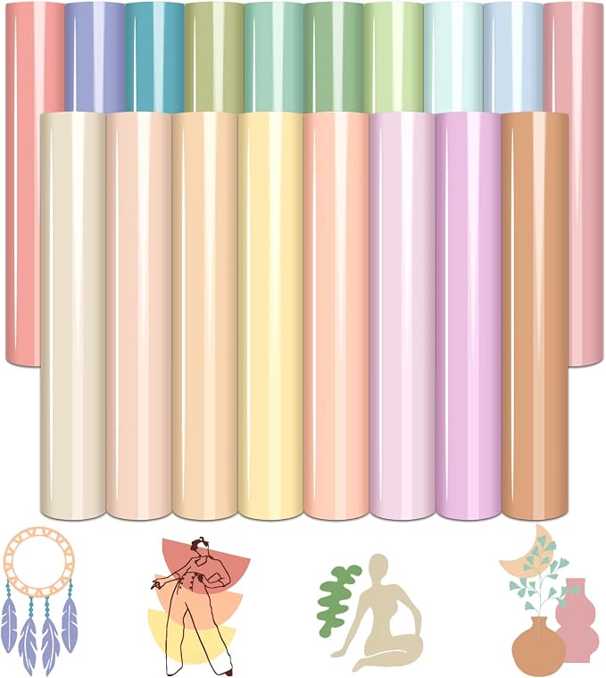 Tintnut Boho HTV Heat Transfer Vinyl, 18 Sheets 12×10in Iron on Vinyl | Neutral by Tintnut