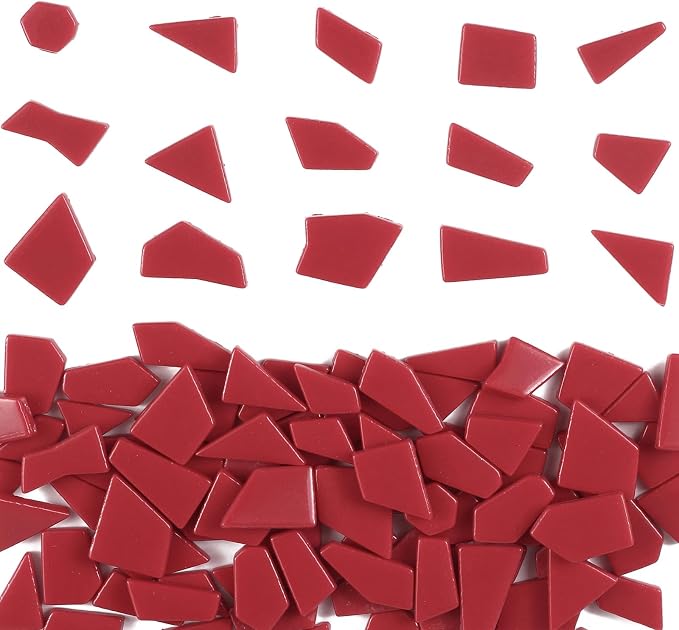 Youway Style Red Mosaic Tiles for Crafts Bulk, 200g Broken Glass Tiles for DIY by YouwayStyle
