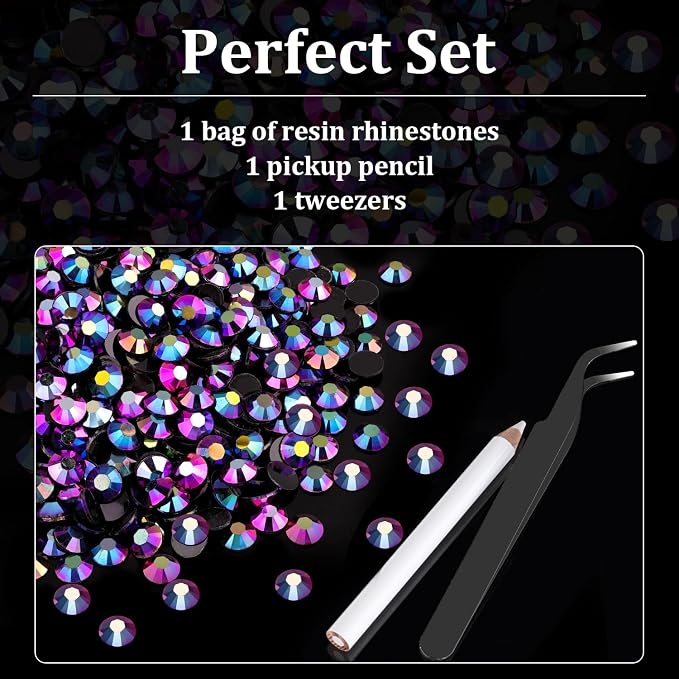 1500pcs 6mm Resin Rhinestones Bulk, Purplish Black AB Flatback Round Jelly - Image 4