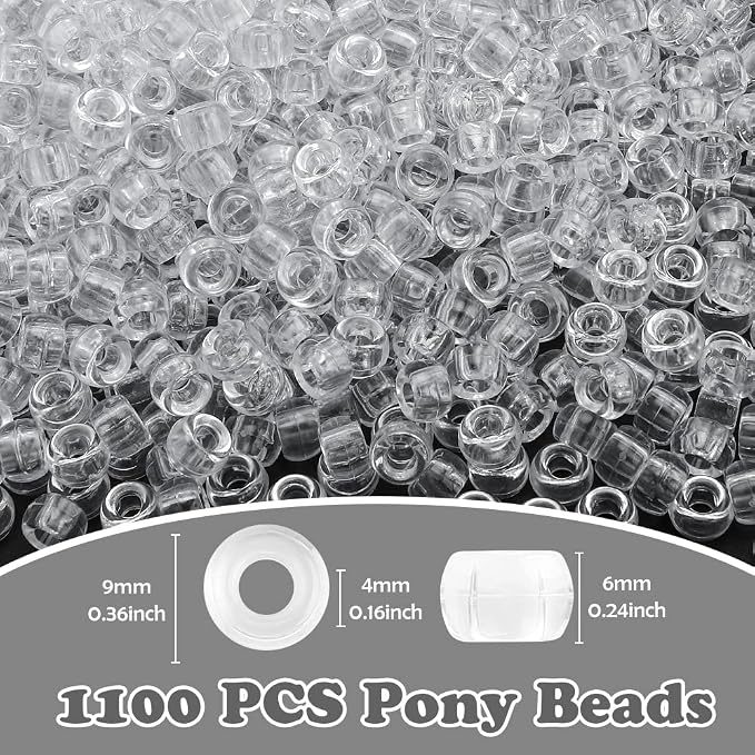 QPIXVB 1100PCS Clear Pony Beads, Kit Beads - Image 2