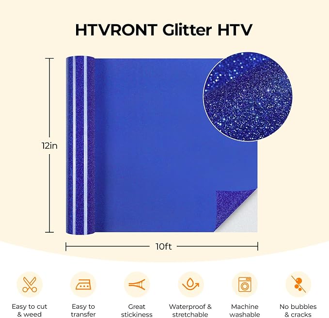 HTVRONT Glitter HTV, Glitter Heat Transfer Vinyl - Image 2