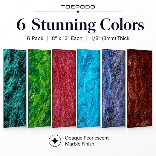 TOEPODO Pearlescent Marble Acrylic Sheets 1/8" Glitter Cast Opaque Plexiglass - Image 2