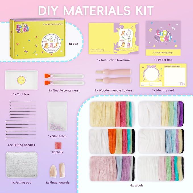 LUDOTEK Needle Felting Kit, Wool Felt Needle Felting Tools Foam Pad, Craft - Image 2