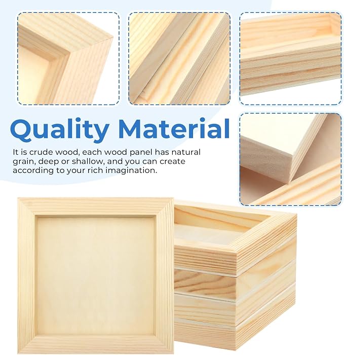 FSWCCK 5 Pack 6 x 6 inch Wood Panel Boards, Unfinished Wood Canvas Panels - Image 3