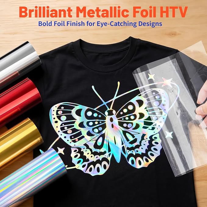 TECKWRAP Heat Transfer Vinyl for T-Shirts, Holographic Silver | Easy Weed HTV - Image 4