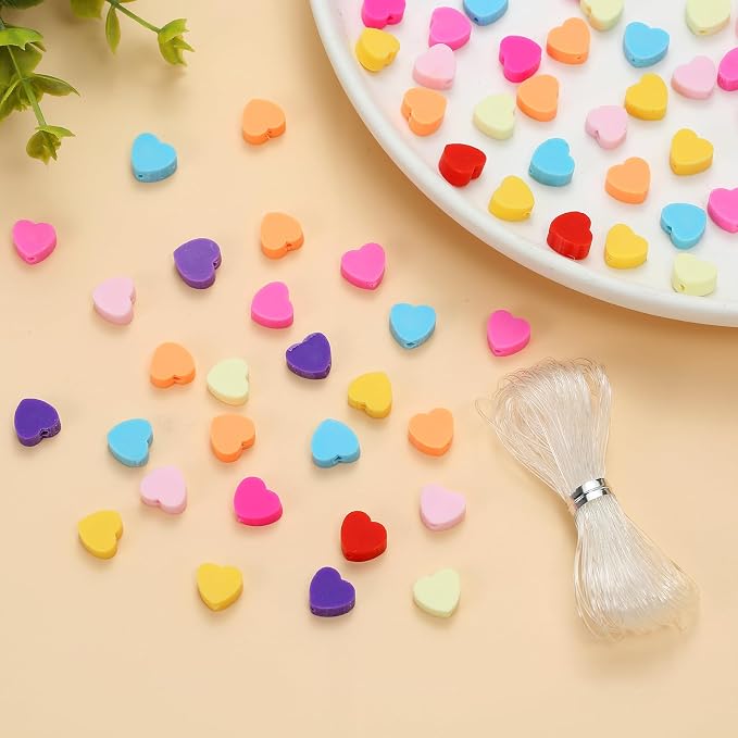 100pcs Mixed Heart Polymer Clay Spacer Beads - Image 2