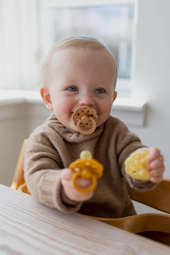 Bibs Pacifiers 6-18 Months | Boheme Collection 2-Pack | BPA-Free Round Nipple | Made in Denmark | Violet Sky/Mauve Color Pacifier