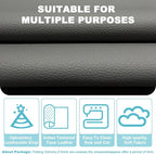 Grey Faux Leather Fabric 20"×55" Lychee Grain Upholstery Vinyl - Image 3