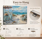 LRTNMTJ Coastal Bicycle Canvas Wall Art Beach Scene Oil Painting Print Summer - Image 5