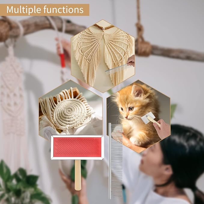 2 pack macrame fringe comb set stainless steel comb - Image 5