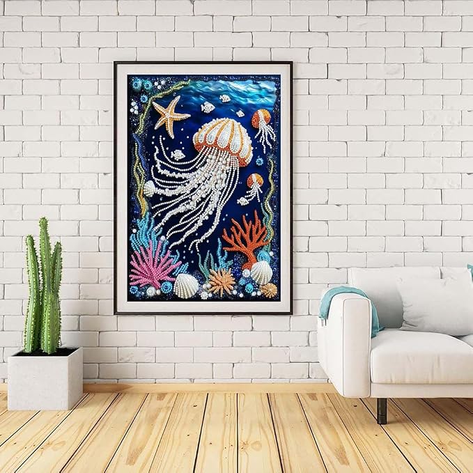 ZQEATRY Jellyfish Coral Reef Special Shape Diamond Art Kits - Image 2