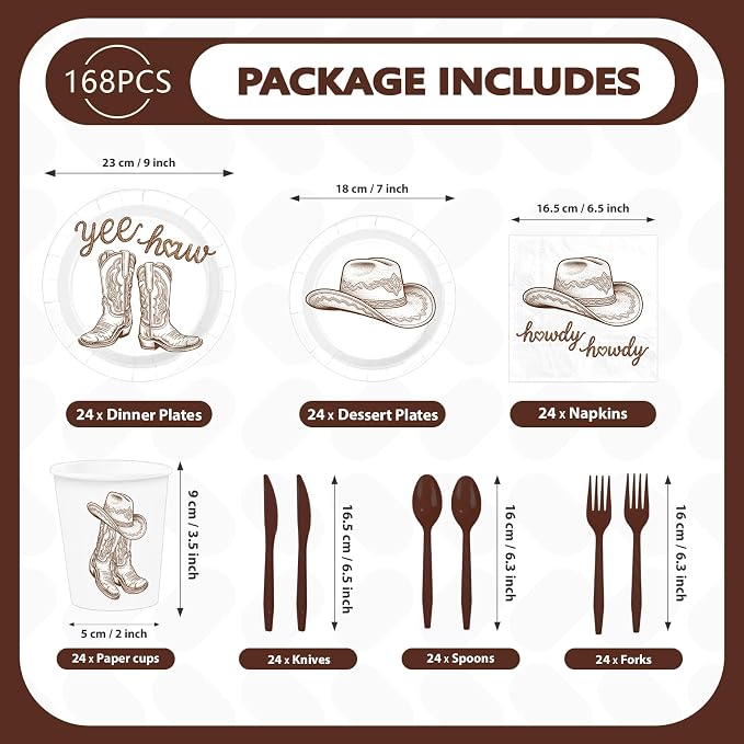 168Pcs Western Rodeo Bachelorette Party Decorations, Serves 24 | Western Themed - Image 4