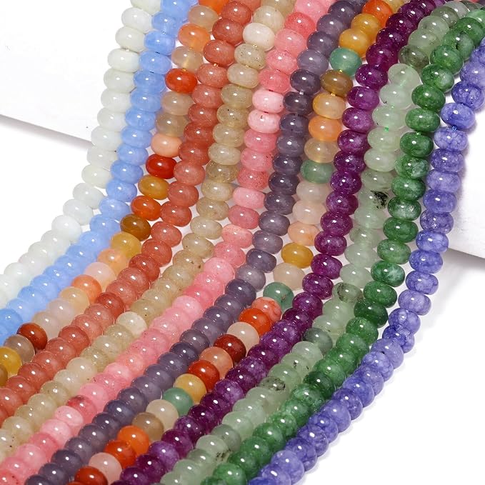 Songxi 5x8mm Natural Purple Blue Colored Jade Stone Rondelle Beads, Gemstone - Image 8