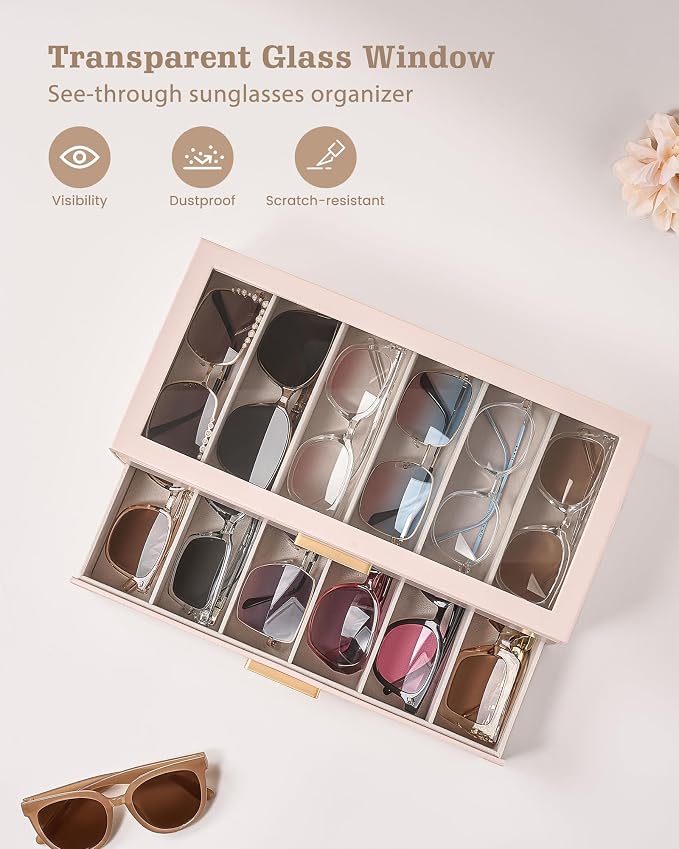 Lolalet Sunglasses Storage Box for Women, Eyewear Eye Glass Organizer - Image 5