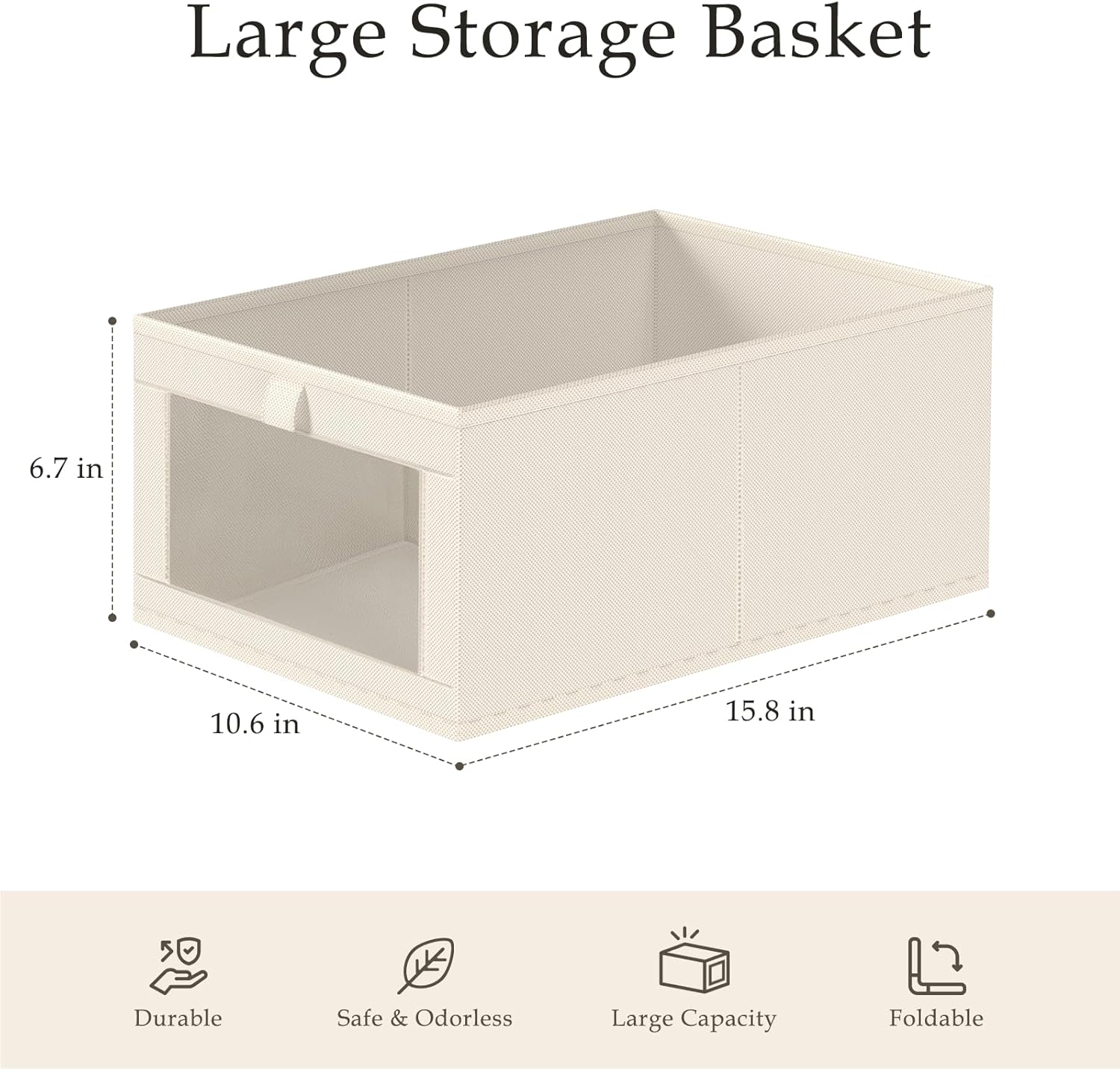 Criusia Linen Closet Organizers and Storage, 4 Pack Linen Closet Baskets with Mesh Window for Organization, Foldable Closet Organizer for Clothing, Towels, Toys, Nursery, Books, Shelves, Beige