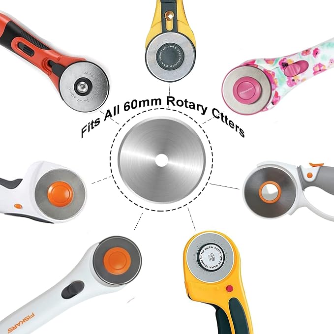 60mm Rotary Cutter Blades 10 Pack Replacement Blades Fits Fiskars, DAFA - Image 2