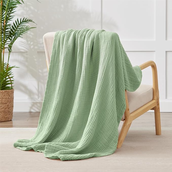 100% Cotton Muslin Blanket Twin XL 66" x 90", 6 Layers Cooling and Soft Twin - Image 7