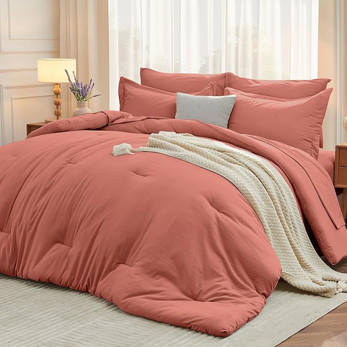 MUXHOMO 7 Pieces Queen Comforter Set, Soft Bed in a Bag Queen Size, All Season by MUXHOMO