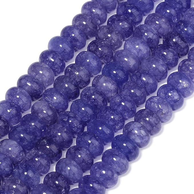 Songxi 5x8mm Natural Purple Blue Colored Jade Stone Rondelle Beads, Gemstone - Image 3