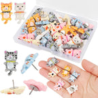 30 Pcs Cute Cat Push Pins, Resin Cat Push Pins Decorative Animal Thumb Tacks by MIKIMIQI