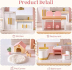 ROBUD Wooden Dollhouse Furniture Set, Miniature Furniture Including 6 Room Kits - Image 5