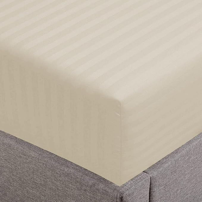 Feather & Stitch 1 Piece Fitted Sheet Full Size, 100% Cotton Damask Sateen Weave by FEATHERSTITCHNEWYORK