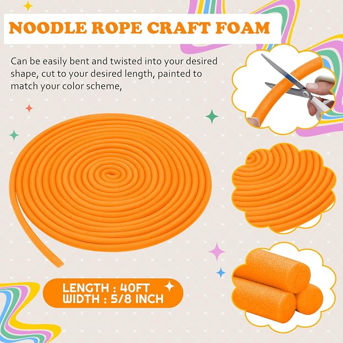 Frienda 5/8 Inch x 40 ft Orange Foam Noodles - Image 2