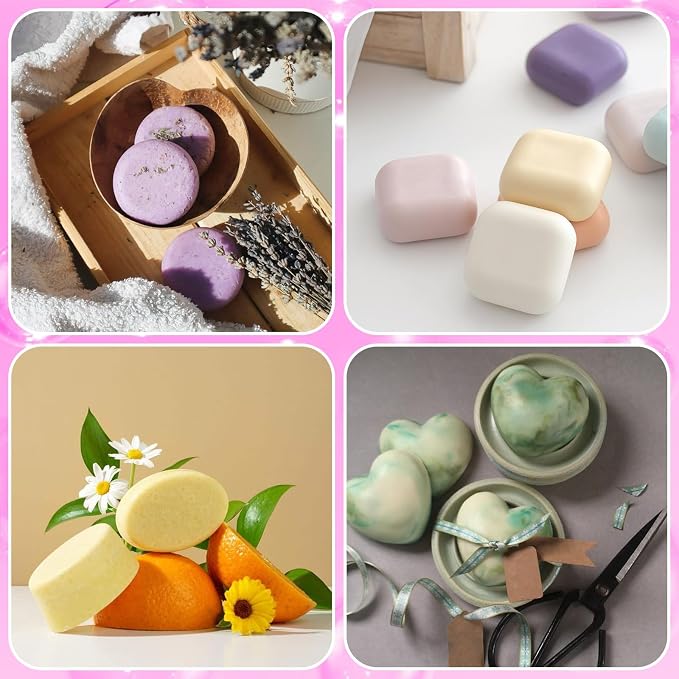 Sakolla 3 Pack Silicone Soap Molds, 4 Cavities Heart, Round and Oval Silicone - Image 6