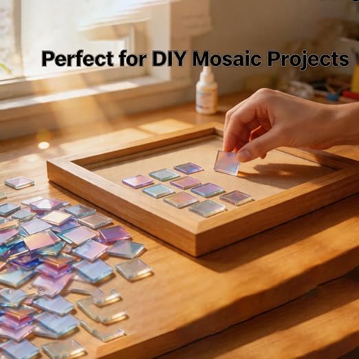 Iridescent Acrylic Squares, Rainbow Acrylic Sheets, Mosaic Art, Resin Jewelry - Image 3