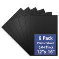 6 Pack Black Plastic Sheet 12x16x0.04 in Flexible High Tensile Plastic Sheets by Polvtor