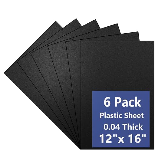 6 Pack Black Plastic Sheet 12x16x0.04 in Flexible High Tensile Plastic Sheets by Polvtor