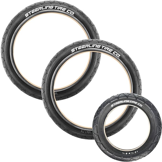 Two 16" x 1.75 Rear and One 12.5" x 2.25 Front Wheel Replacement Tires for Jogging Strollers - The Perfect BOB Stroller Tire Replacement Set by Steerling Tire Co. (3-Pack)