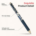 Taja Gel Pens, Floral Aesthetic 6 Pcs Quick Dry Black Gel Ink Pens, 0.5mm Fine - Image 2