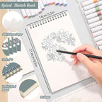 4 Pack Small Sketch Books, 5.5 x 8.5 Inch Mini Sketchbook, 68lb/100gsm Spiral - Image 2