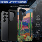 for Samsung Galaxy S25 Ultra Case, Stained Glass Cactus Pattern Glossy 2 in 1 - Image 3