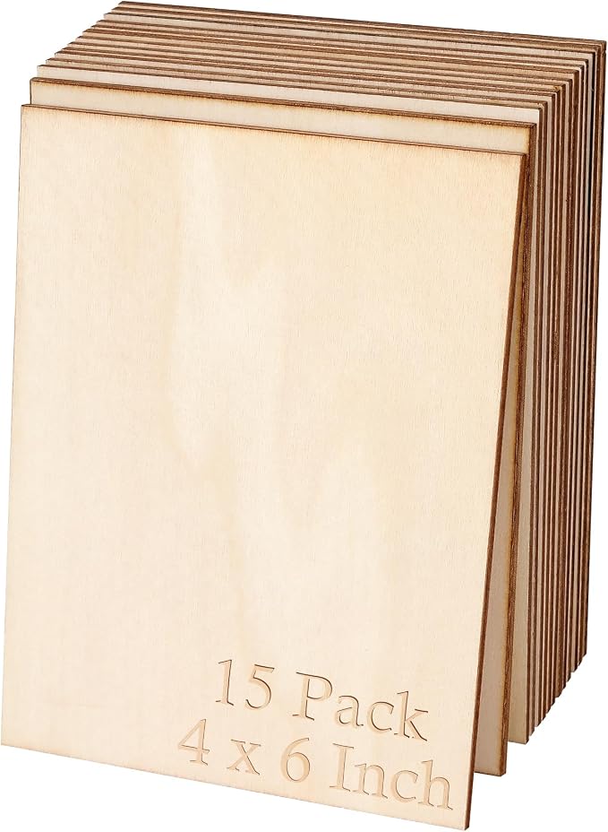 Blisstime 15PCS 4x6 Inch Wood Squares Unfinished Square Wood Pieces by Blisstime