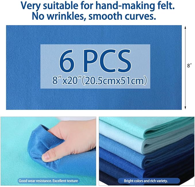 HaoFeiJH 6 Rolls 8"x20" Soft Felt Fabric Sheets, 1.6mm Thick, and Projects - Image 2