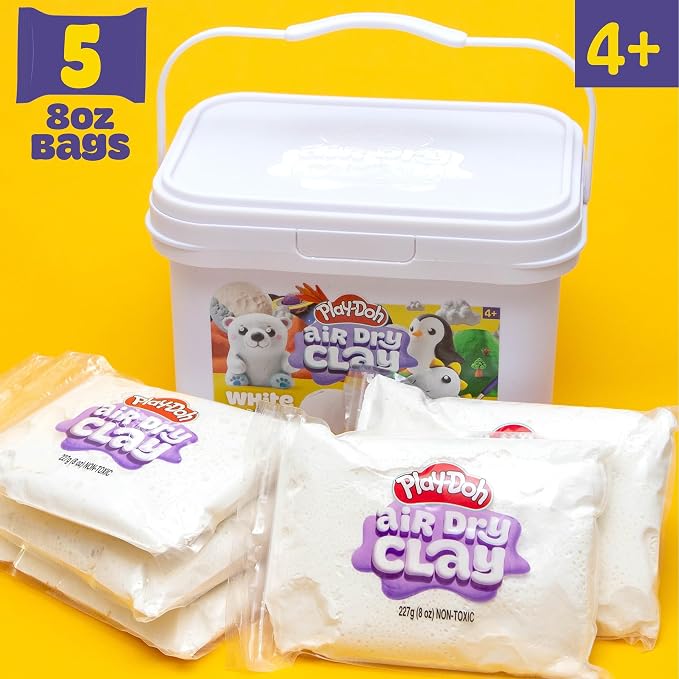 Play-Doh Air Dry Clay Bucket, 2.5 lb. of Paintable White Modeling Clay - Image 3