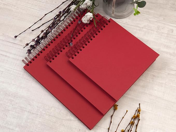 potricher 8 x 8 Inch DIY Scrapbook Photo Album 80 Pages Thick Kraft Blank Red - Image 6