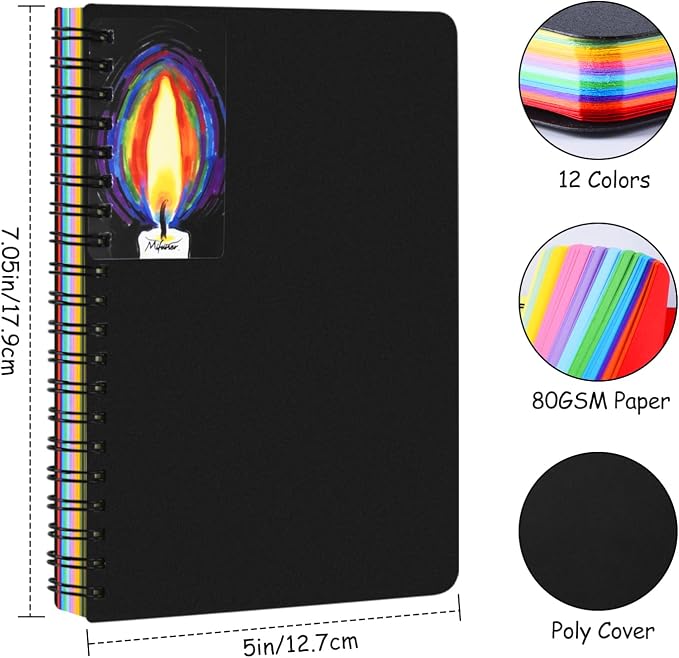 5x7in 12 Colors Paper Sketchbook, 80gsm Spiral Bound Art Journal Sketchbook - Image 2